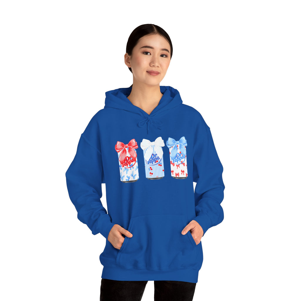 Gift Box Trio Hoodie - Red White Blue Ribbon Holiday Sweatshirt