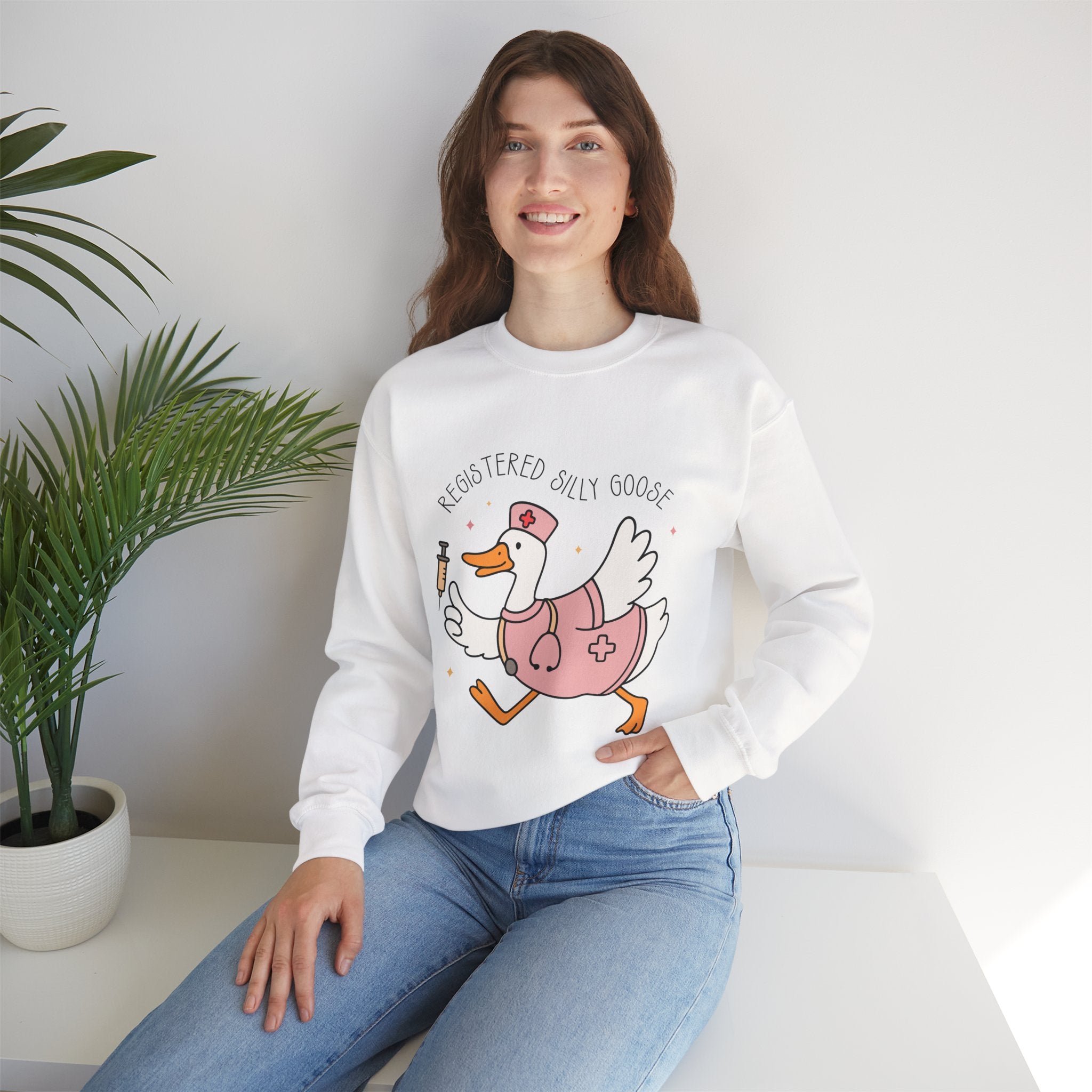 Registered Silly Goose Sweatshirt — Cute Nurse Goose Graphic Crewneck