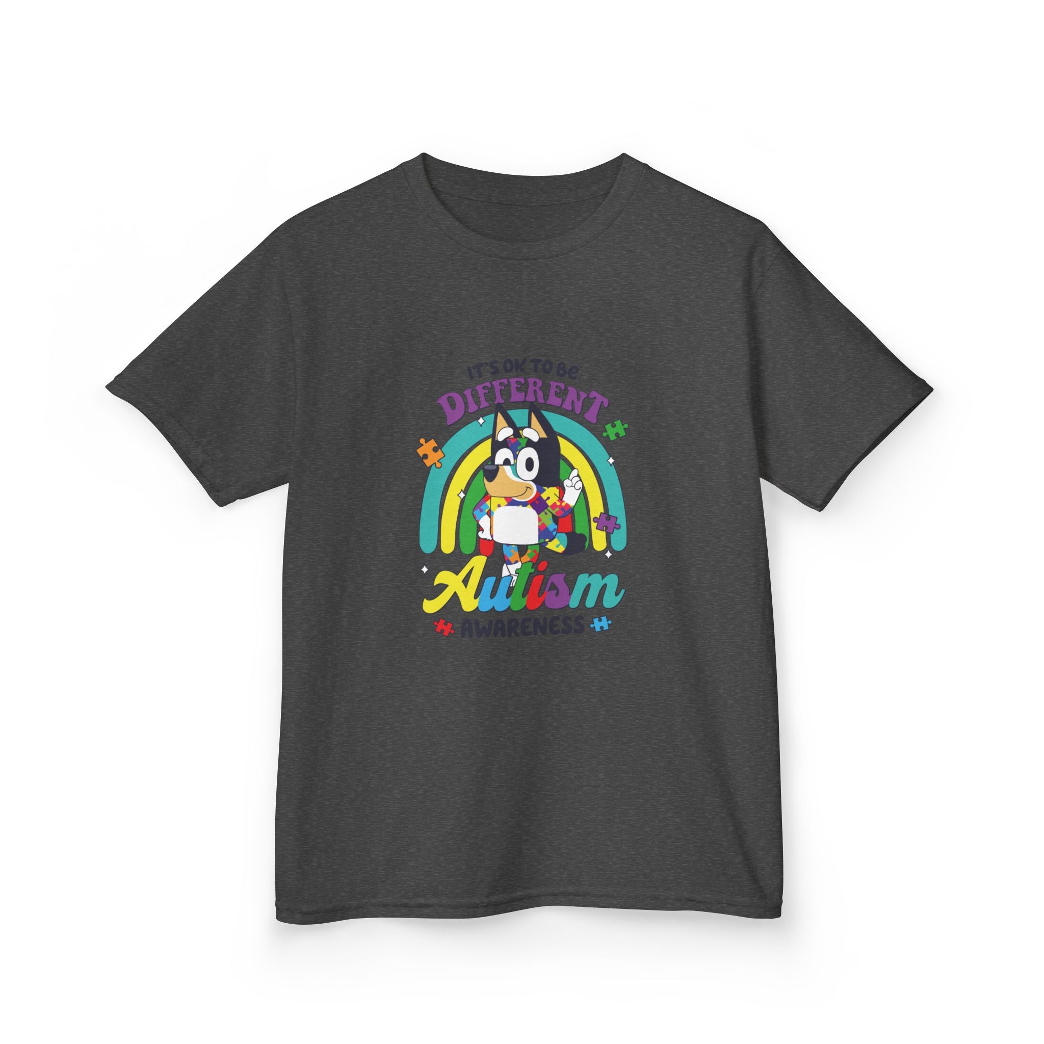 Kids Tee — "It's OK to Be Different" Autism Awareness Rainbow Shirt