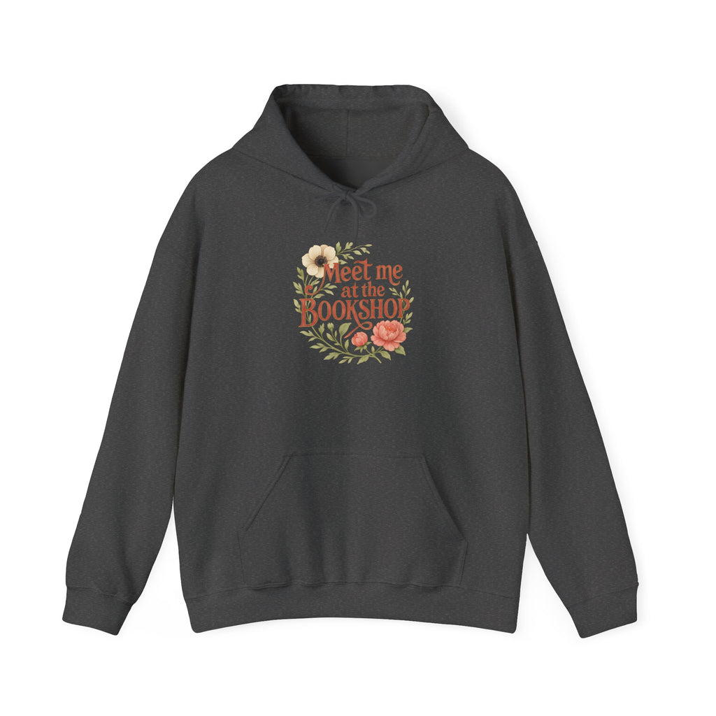 Bookshop Hoodie — "Meet Me at the Bookshop" Floral Reading Sweatshirt