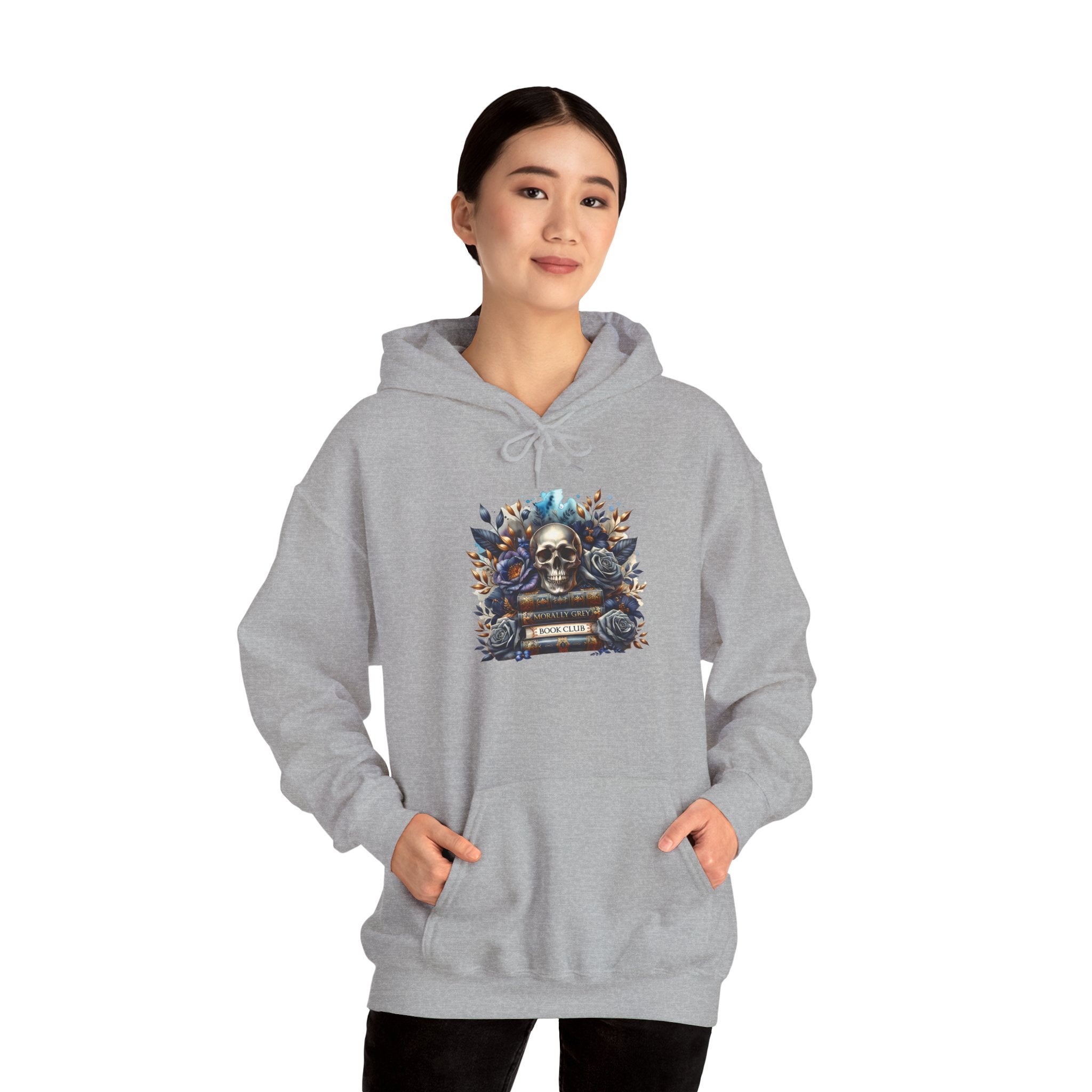 Skull & Roses Hoodie — Gothic Floral Skull Graphic Sweatshirt