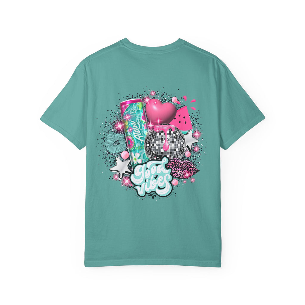 Graphic T-Shirt — Pastel 'Good Vibes' Disco Design (Alami Nu)