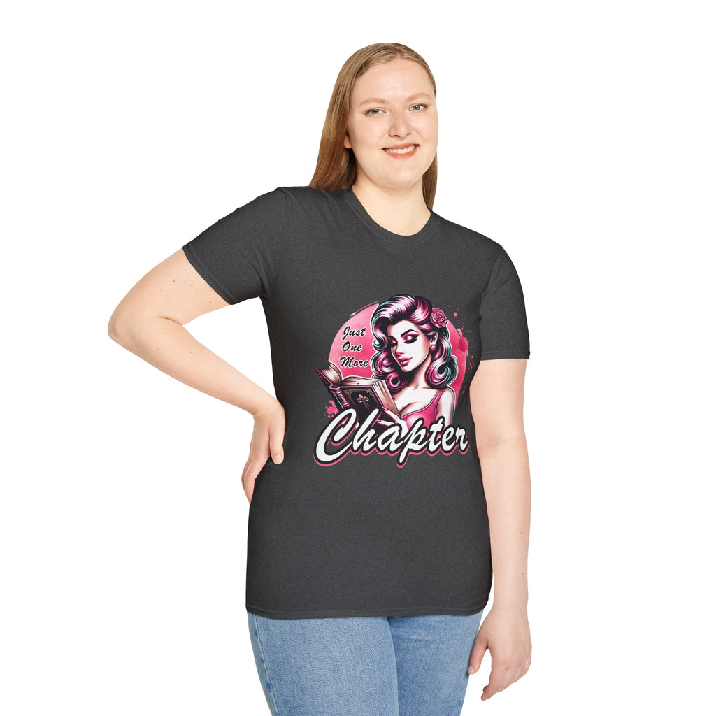 Chapter Reading Tee — Retro Pinup Woman 'Just One More Chapter' Book Lover T-Shirt