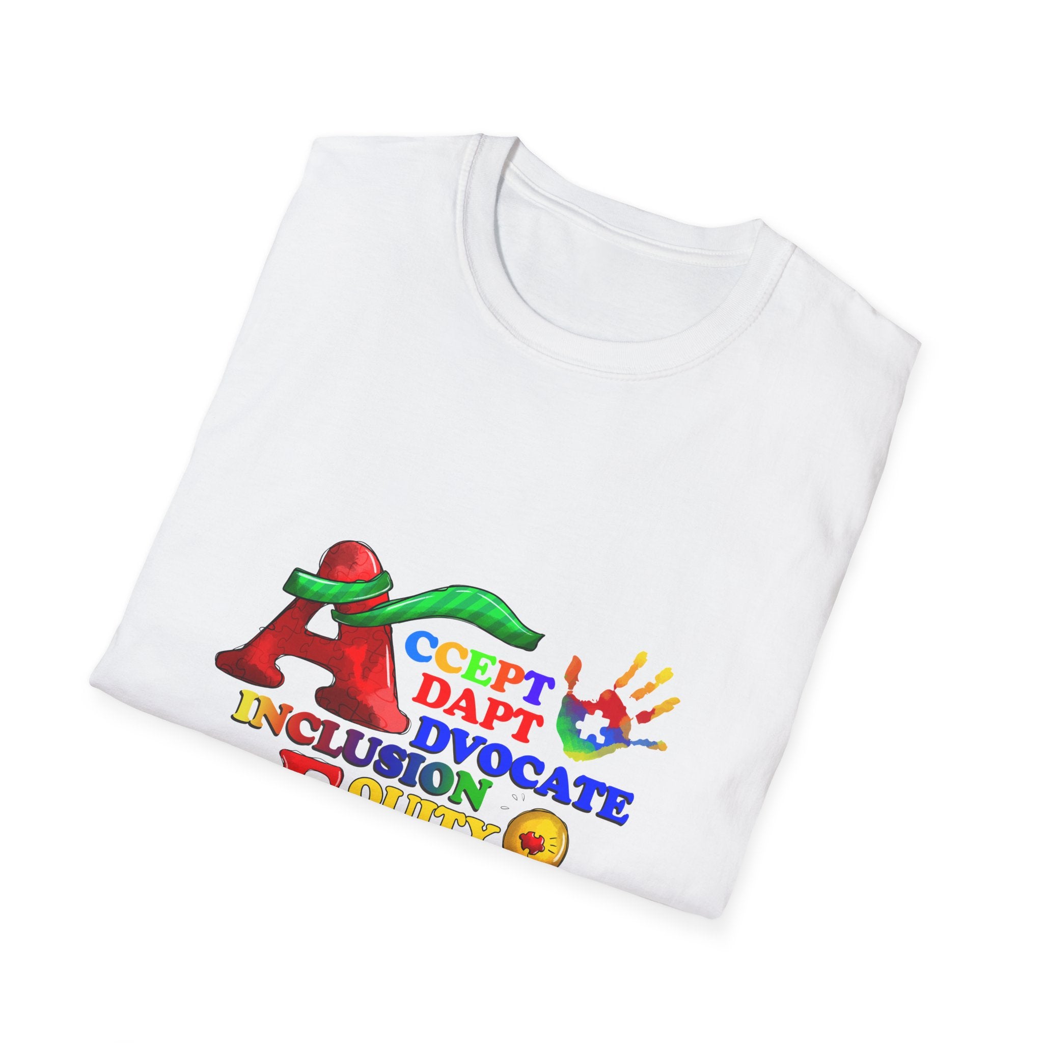 Autism Acceptance Rainbow T-Shirt — "Accept, Adapt, Advocate" Inclusion Tee