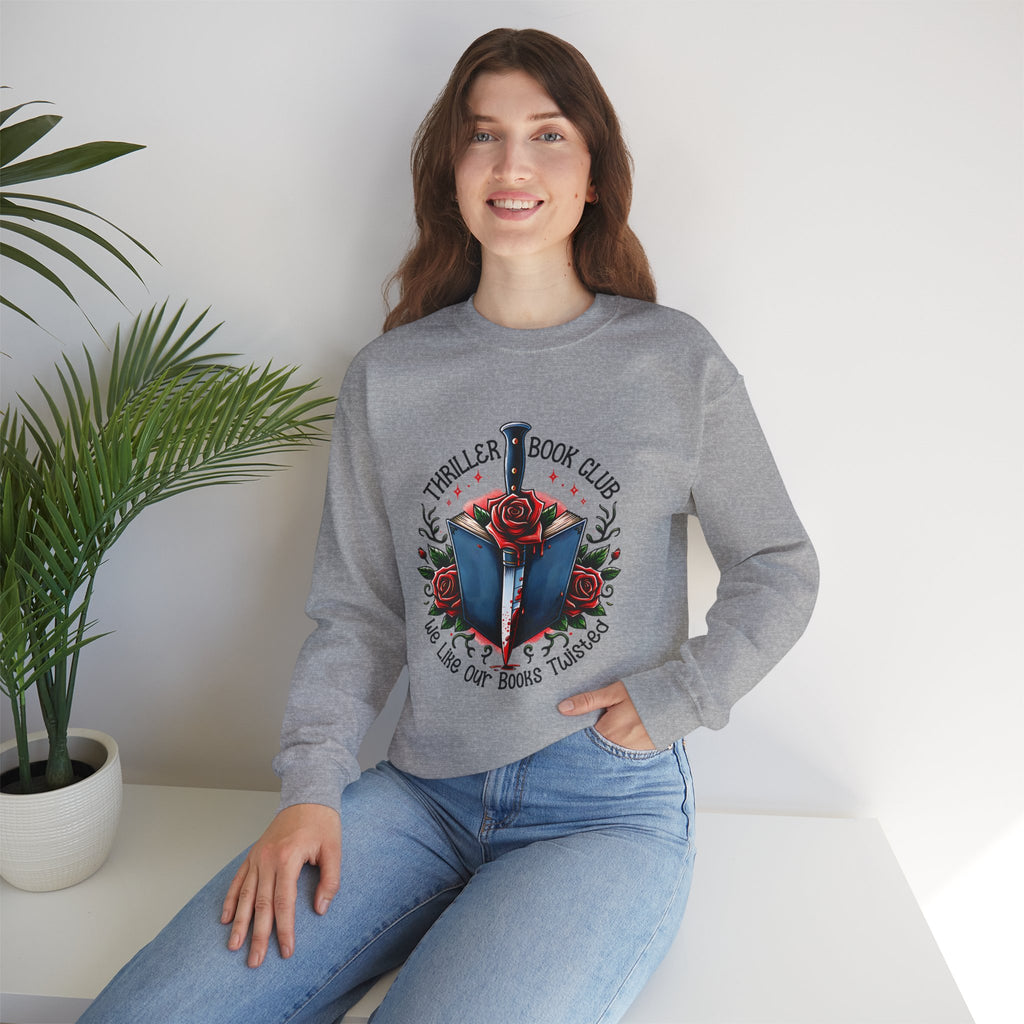 Thriller Book Club Sweatshirt — "We Like Our Books Flipped" Gothic Rose & Dagger Crewneck
