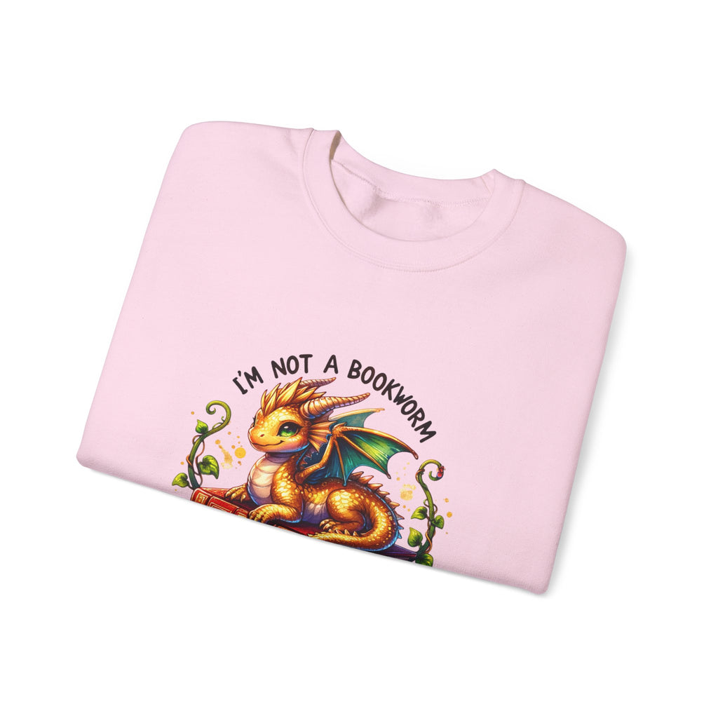 Book Dragon Crewneck Sweatshirt — "I'm Not a Bookworm, I'm a Book Dragon" Cozy Reader Sweatshirt