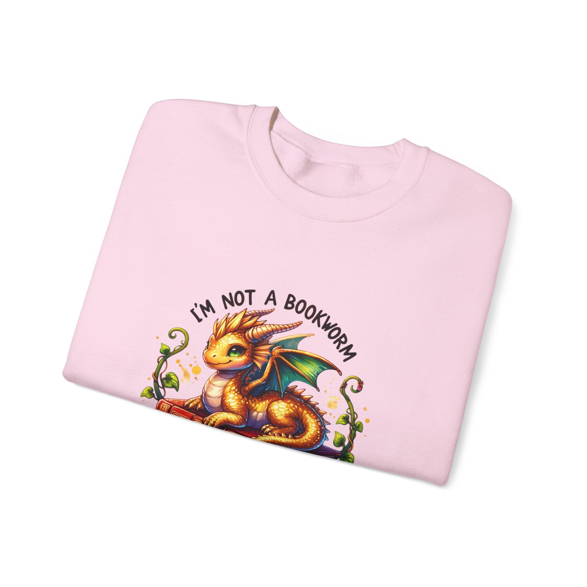 Book Dragon Crewneck Sweatshirt — "I'm Not a Bookworm, I'm a Book Dragon" Cozy Reader Sweatshirt