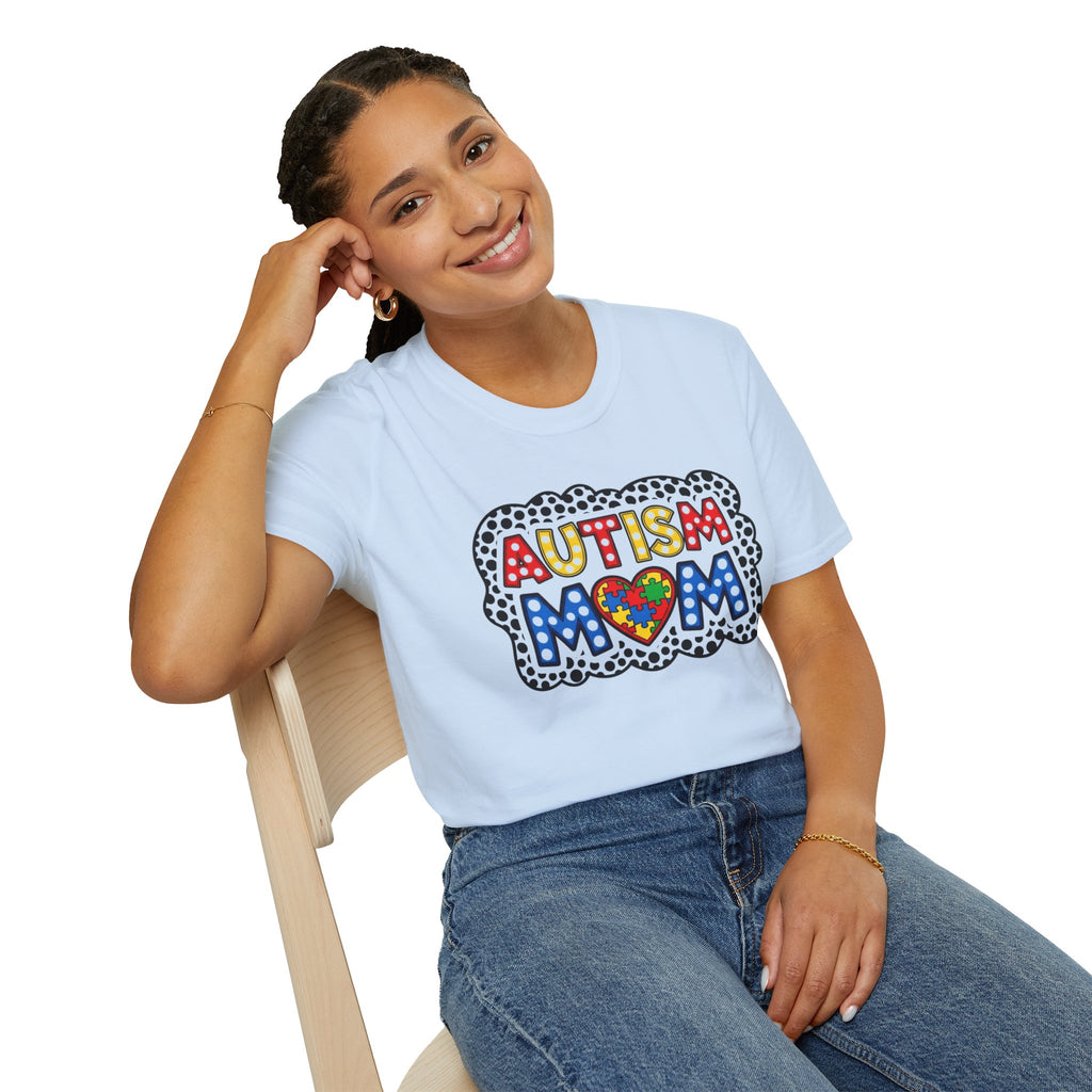 Autism Mom T-Shirt — Colorful Puzzle Heart Support Tee