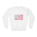 Youth Crewneck Sweatshirt – American Flag Crabs Graphic (Patriotic 4th of July Kids Crewneck)