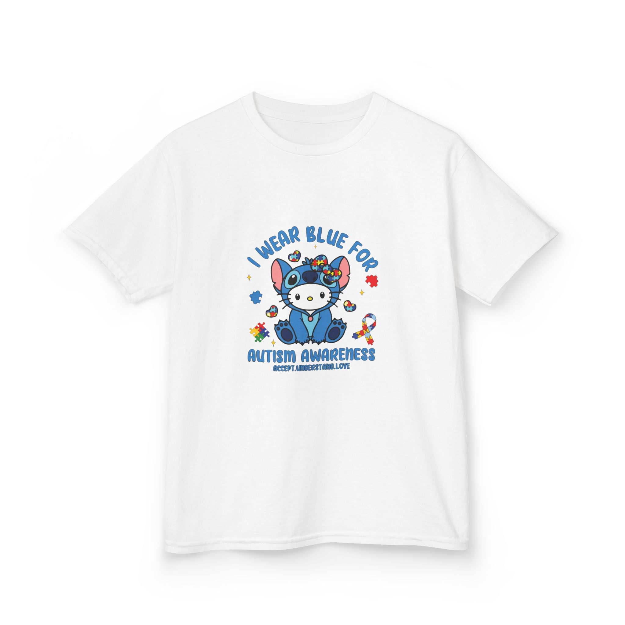 Kids Tee — "I Wear Blue for Autism Awareness" Cute Panda Autism Awareness Shirt