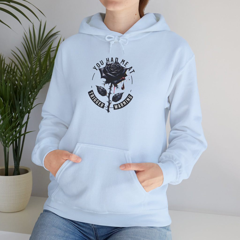 Rose Skull Hoodie - 'You Had Me at Bloody Hello' Gothic Floral Graphic Hoodie
