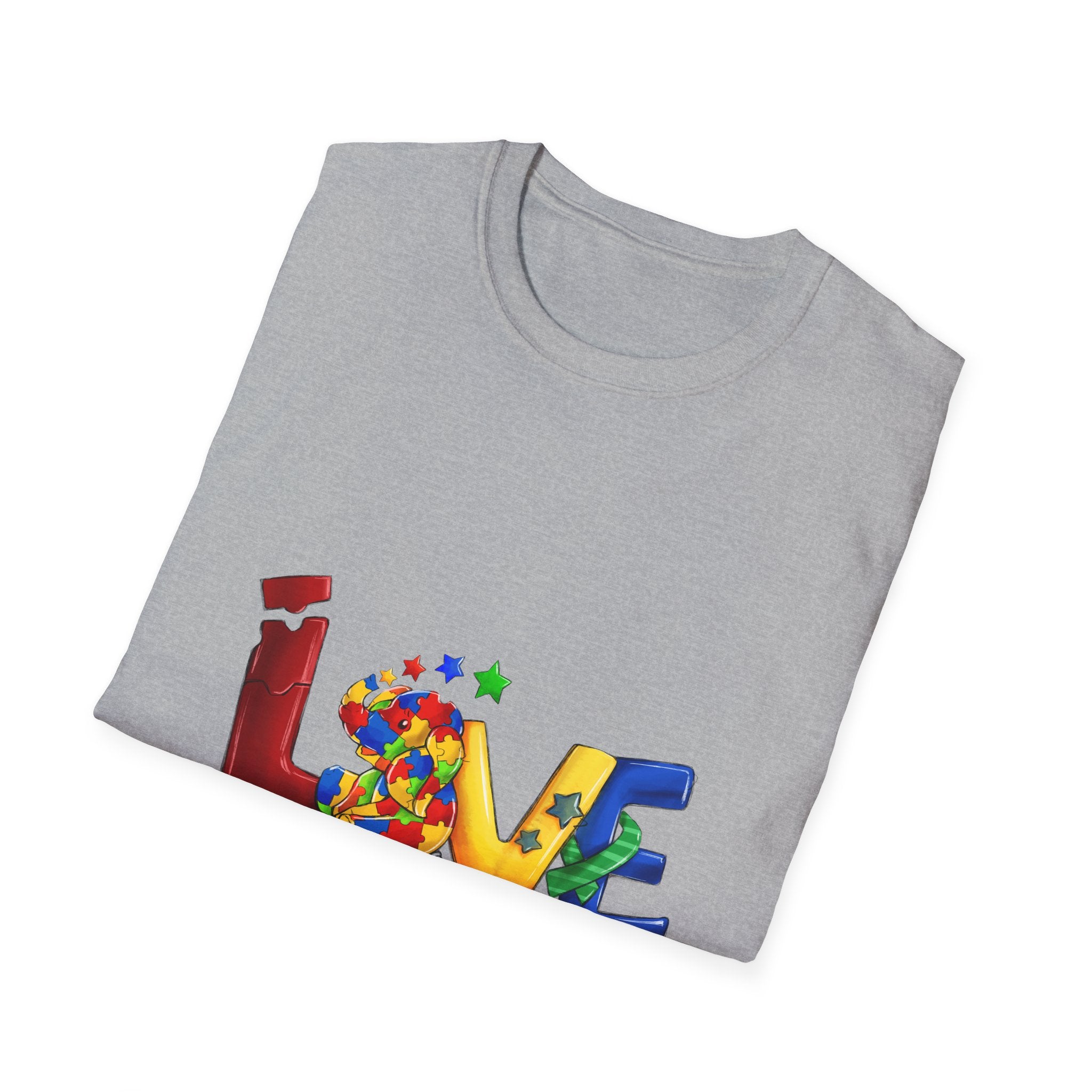 LOVE Needs No Words T‑Shirt — Colorful Puzzle Heart Autism Awareness Tee