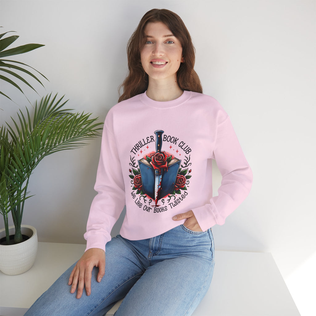 Thriller Book Club Sweatshirt — "We Like Our Books Flipped" Gothic Rose & Dagger Crewneck