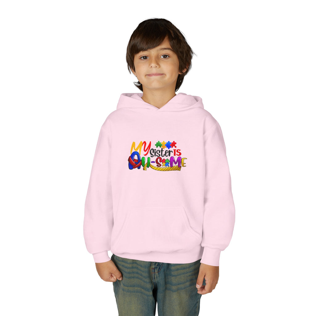 Youth Hoodie — "My Sister is Awesome" Colorful Kids Pullover