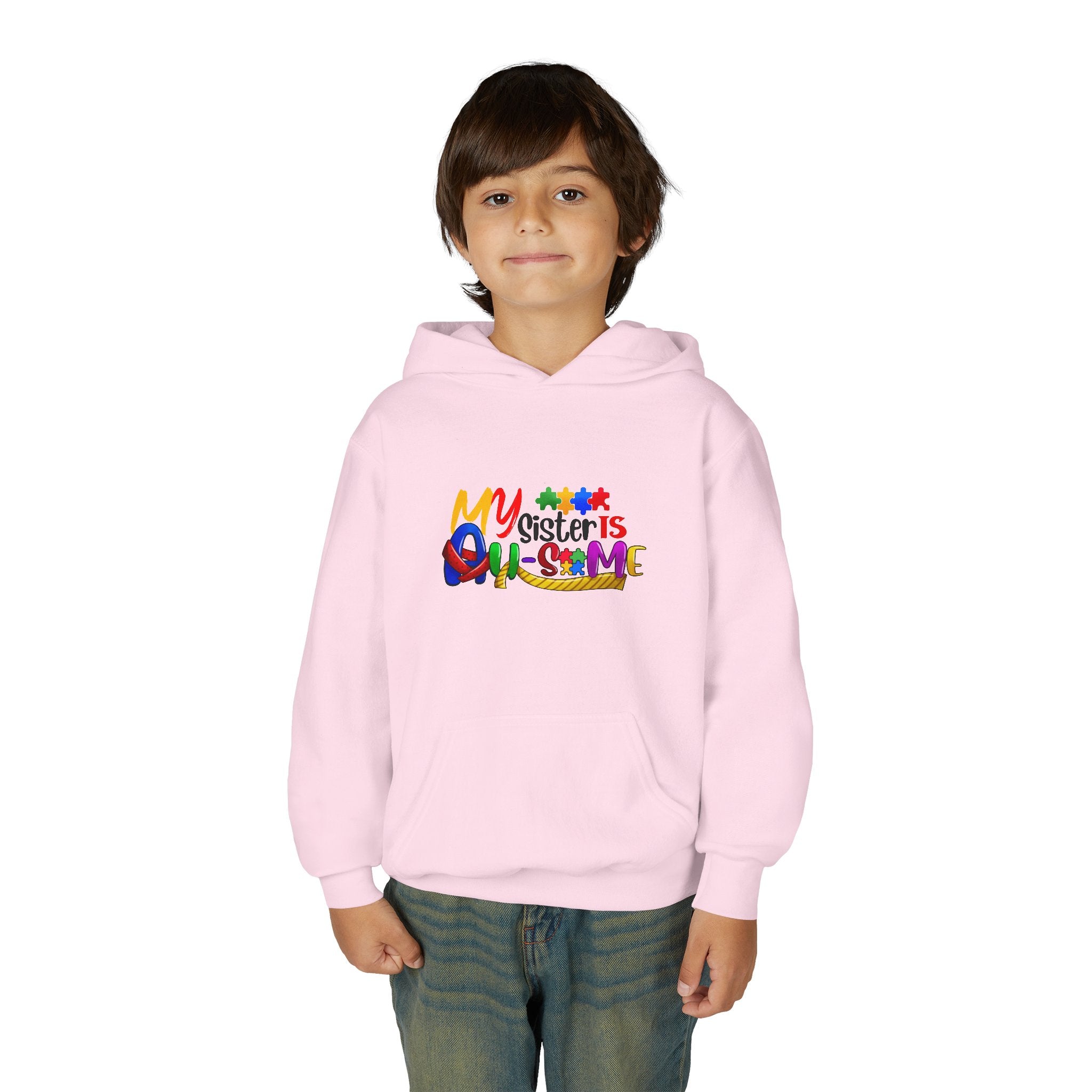 Youth Hoodie — "My Sister is Awesome" Colorful Kids Pullover