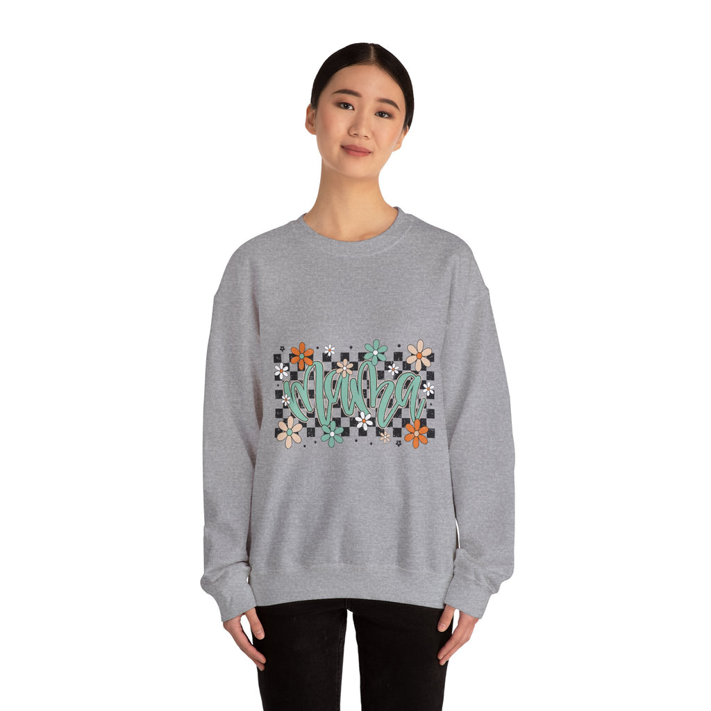 Checkered Floral 'Mama' Crewneck Sweatshirt