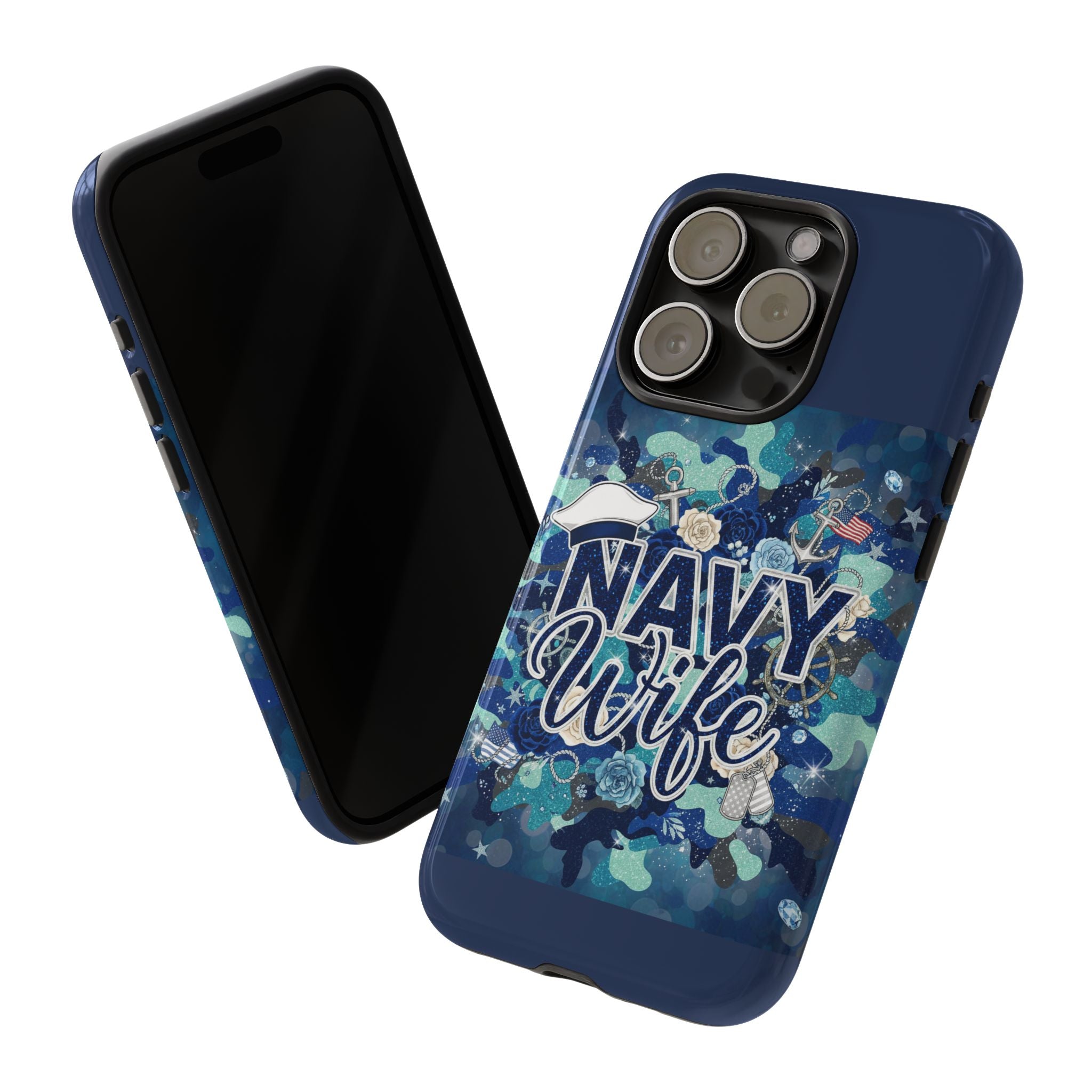 Navy Wife Tough Phone Case — Camouflage Military Tribute Protective Cover