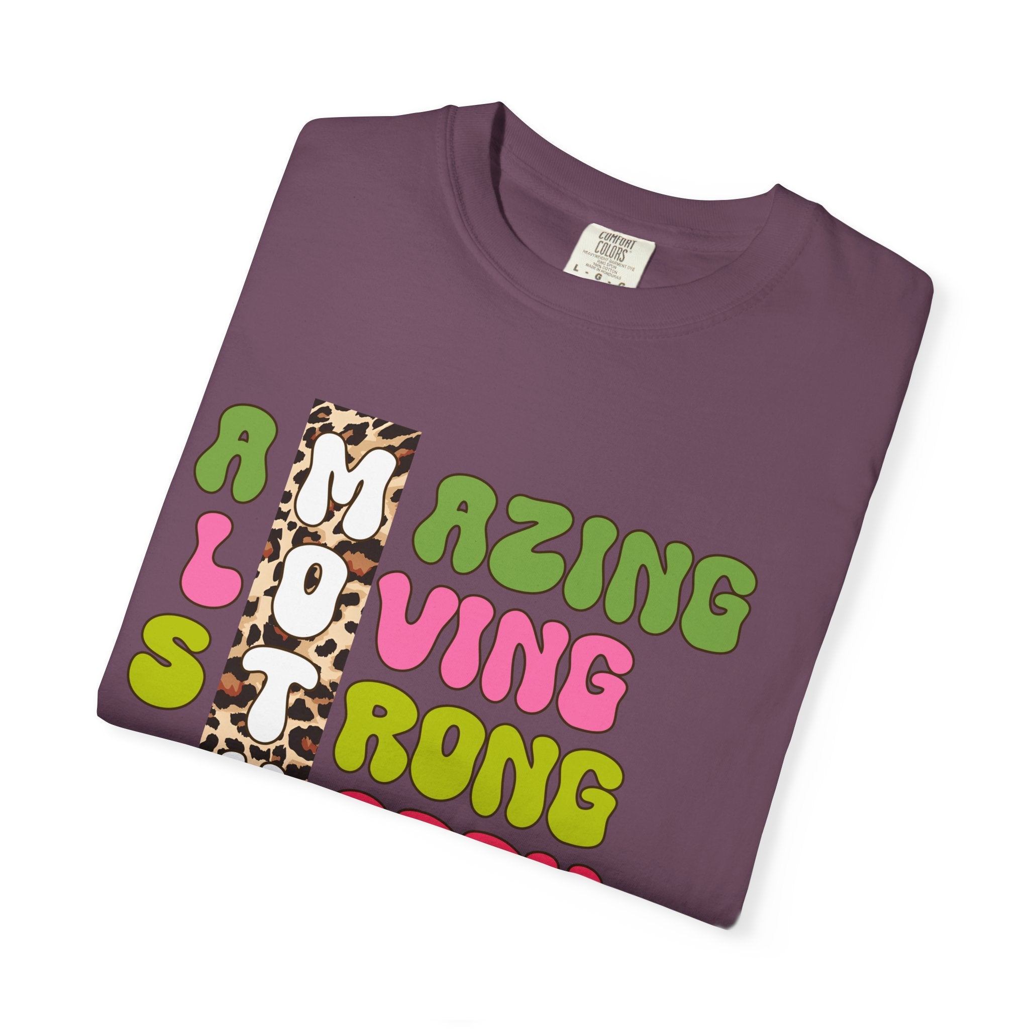 Mother Acrostic Graphic T-Shirt — Retro Bubble Letters & Leopard Accent