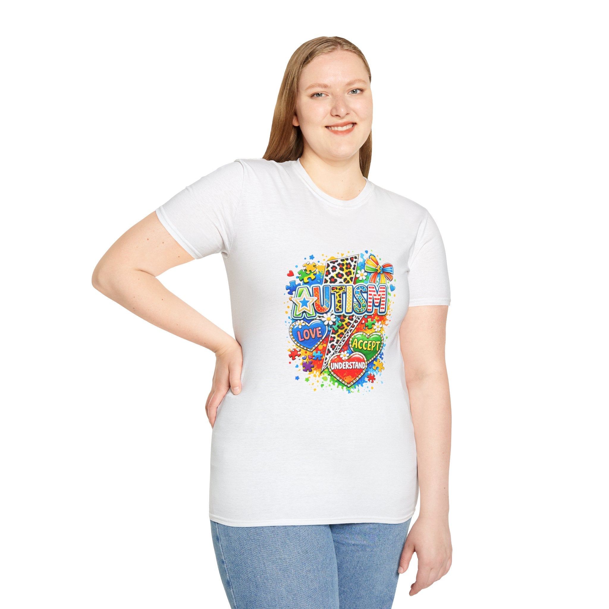 Autism Awareness T-Shirt – Love • Accept • Understand Colorful Puzzle Heart Design