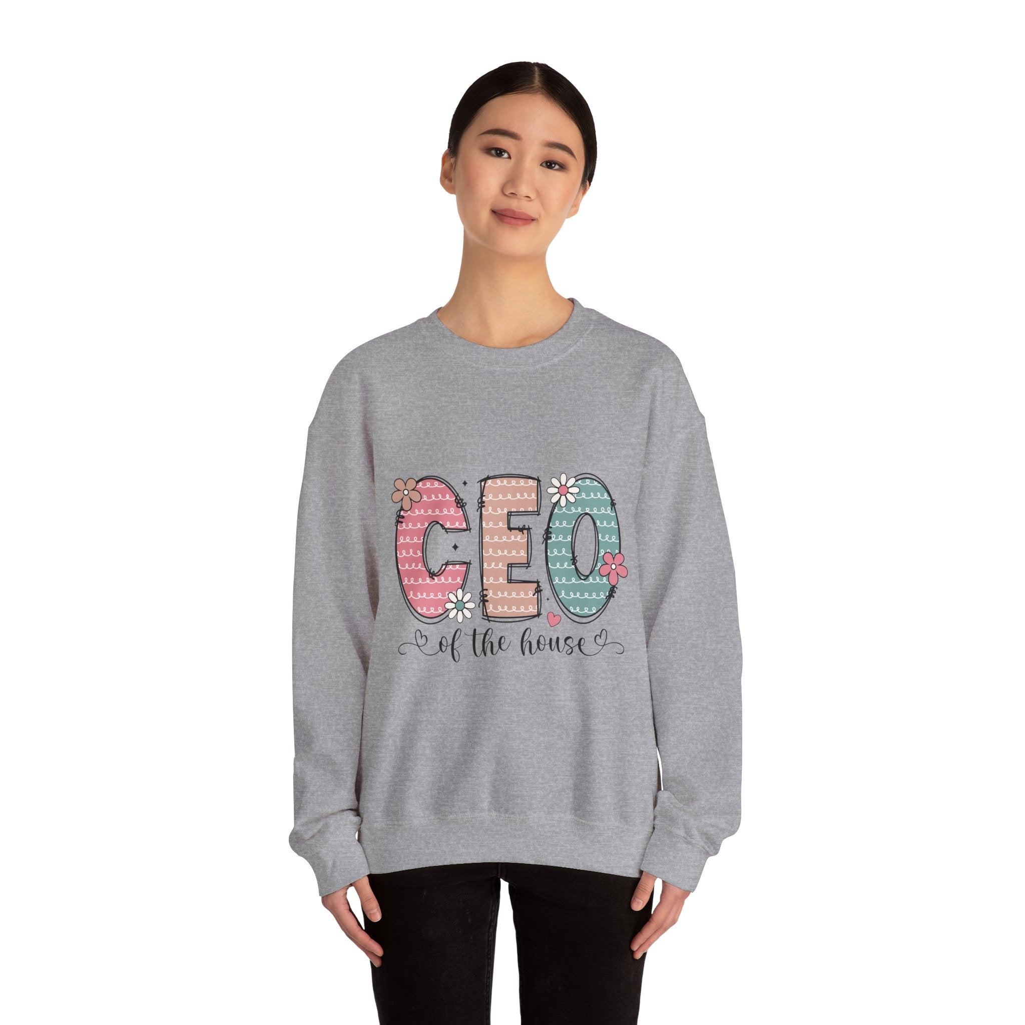 CEO of the House Crewneck Sweatshirt — Cute Floral Mom/Household Manager Pullover