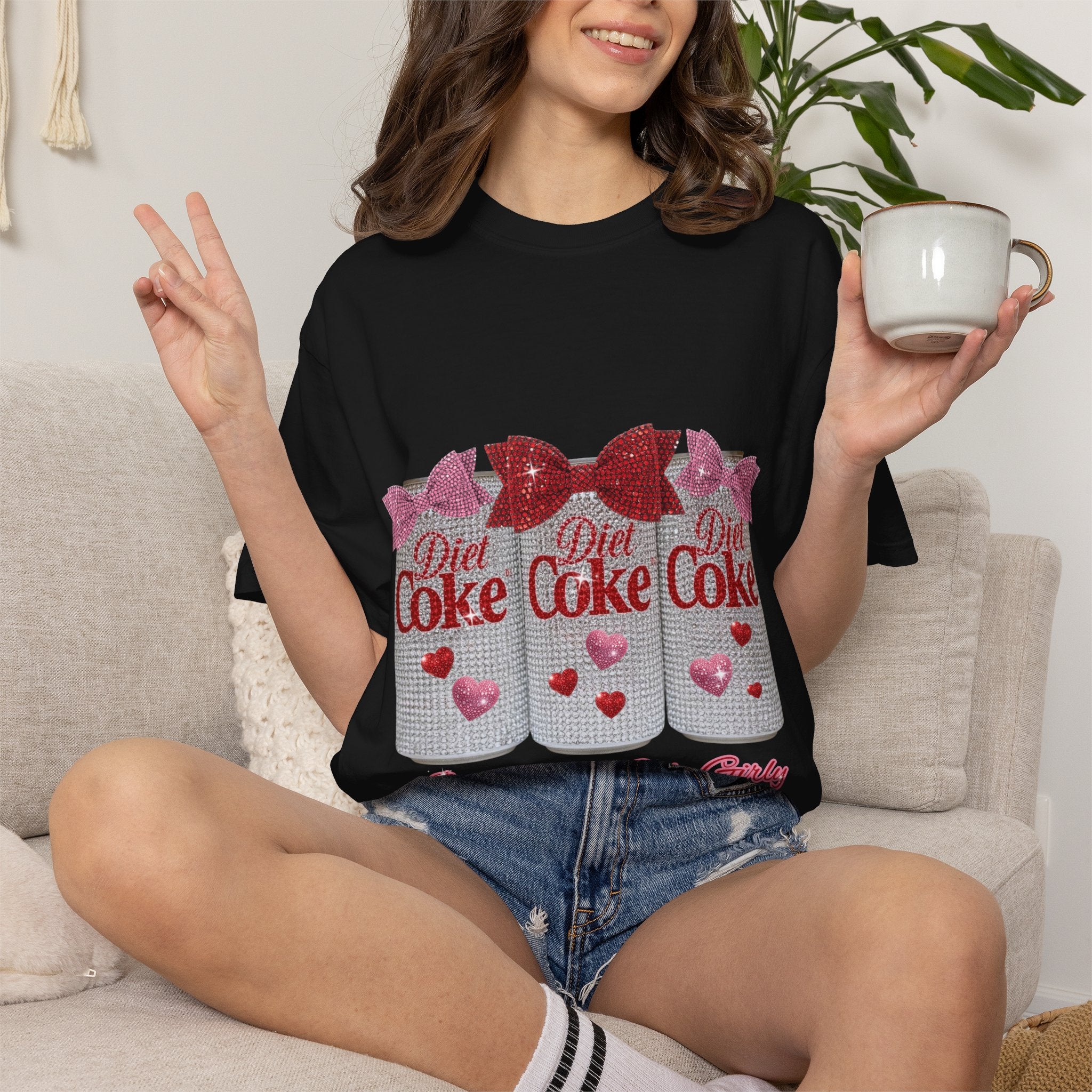 Diet Coke Glitter Can T-Shirt — "Just a Diet Coke Girl" Retro Sparkle Tee