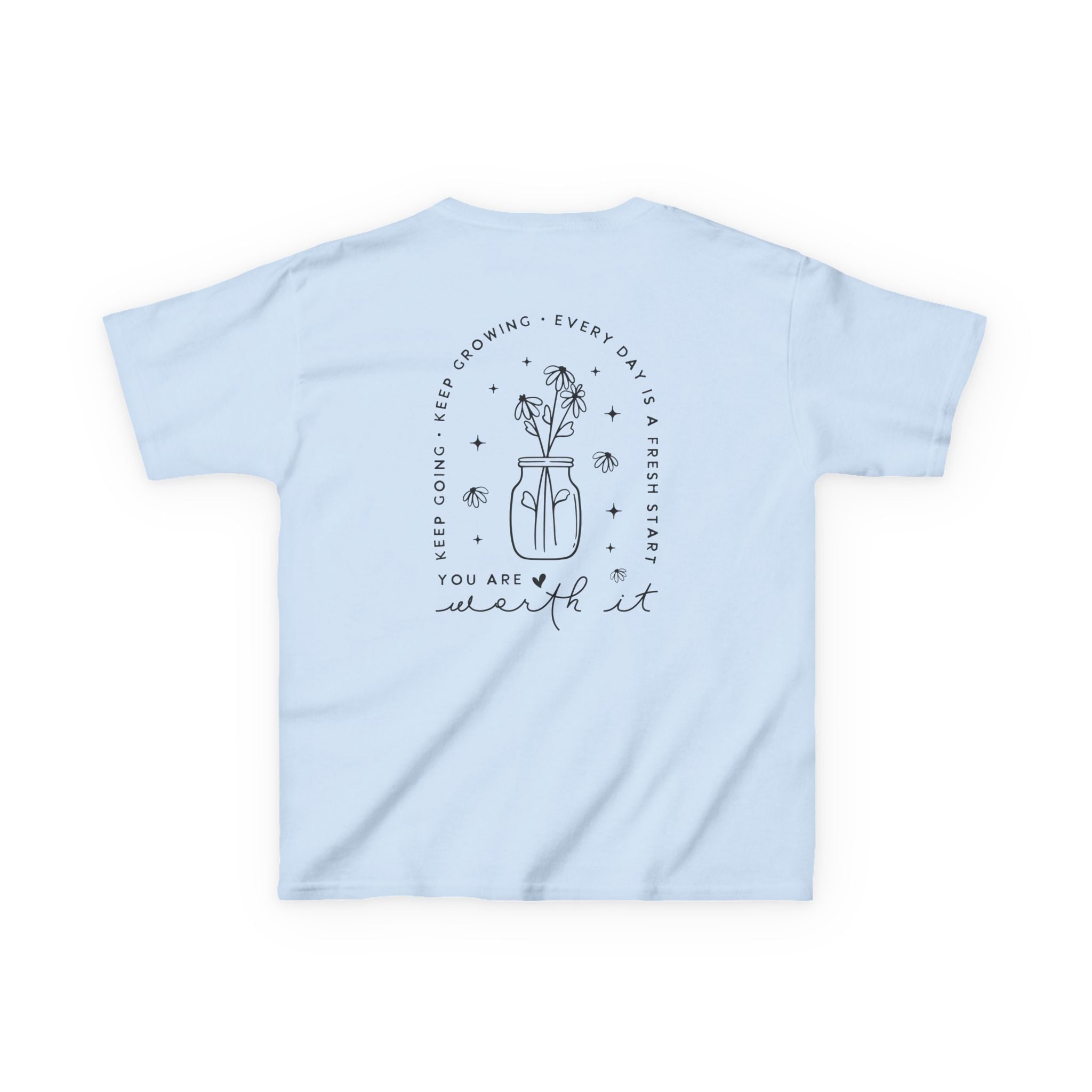 Kids Tee — “You Are Worth It” Minimal Floral Comfort Shirt