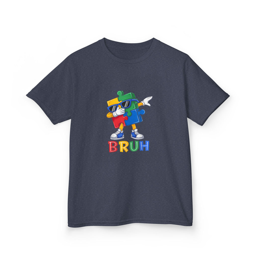Kids 'BRUH' Colorful Puzzle Robot Tee - Fun Graphic Shirt for Boys & Girls