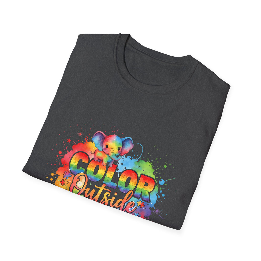 Color Outside Lines T-Shirt — Rainbow Paint Splatter Art Tee