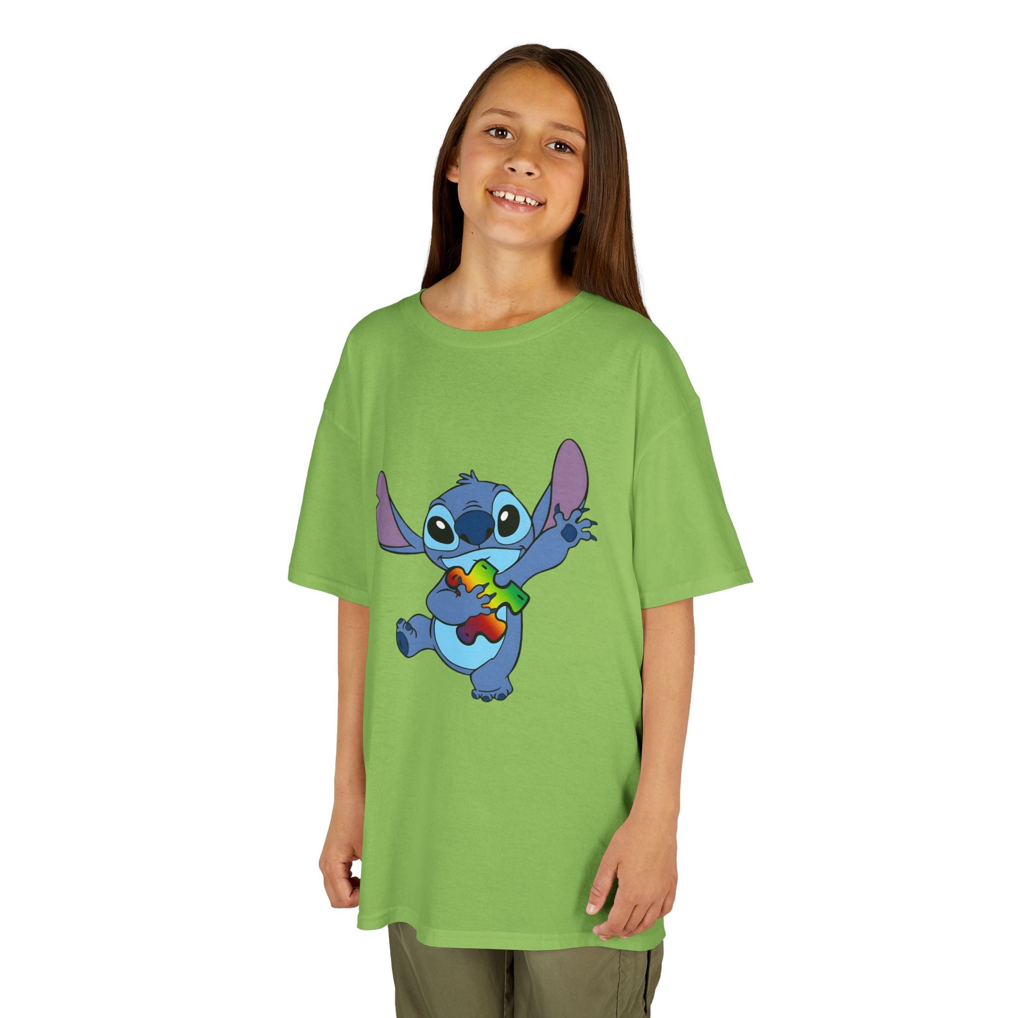 Kids Tee — Cute Stitch Holding Heart Graphic
