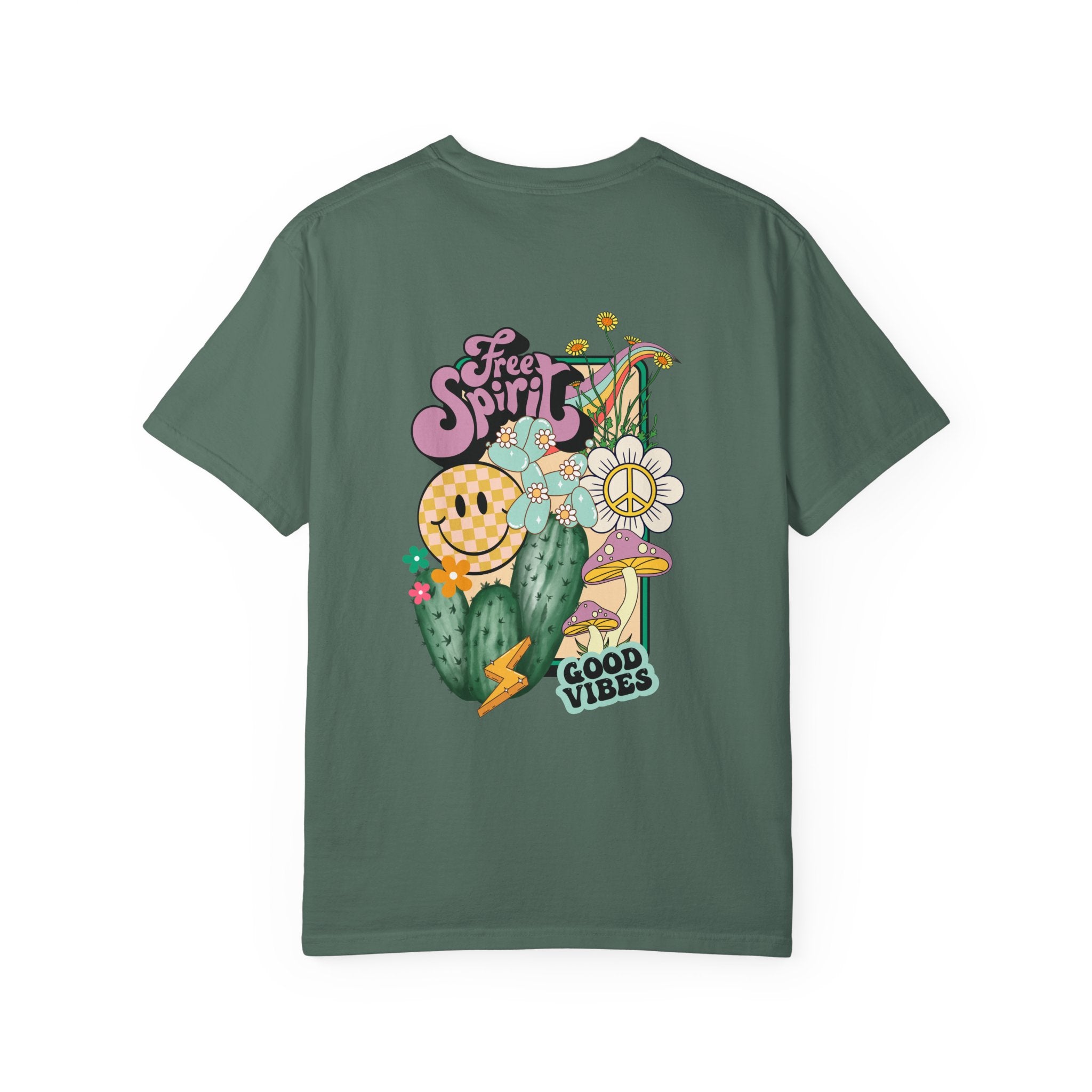 Good Vibes Retro Graphic T-Shirt — Free Spirit Smiley Desert Design
