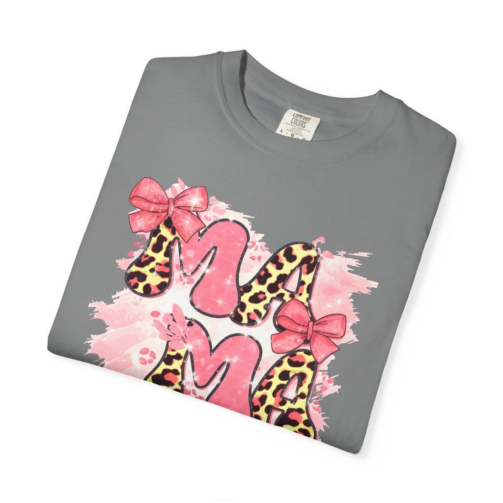 Mama Leopard Floral T-Shirt — Pink Bow Mother's Day Tee
