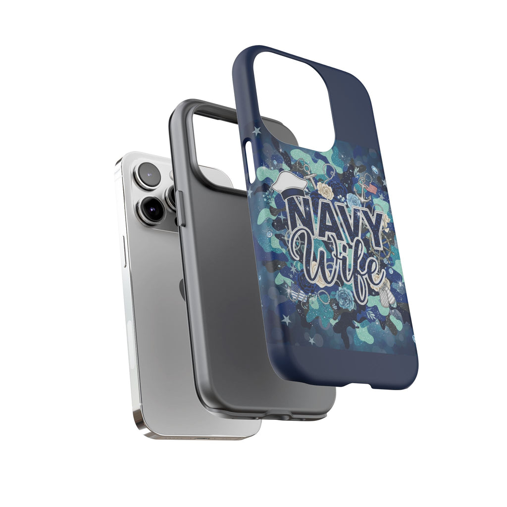 Navy Wife Tough Phone Case — Camouflage Military Tribute Protective Cover