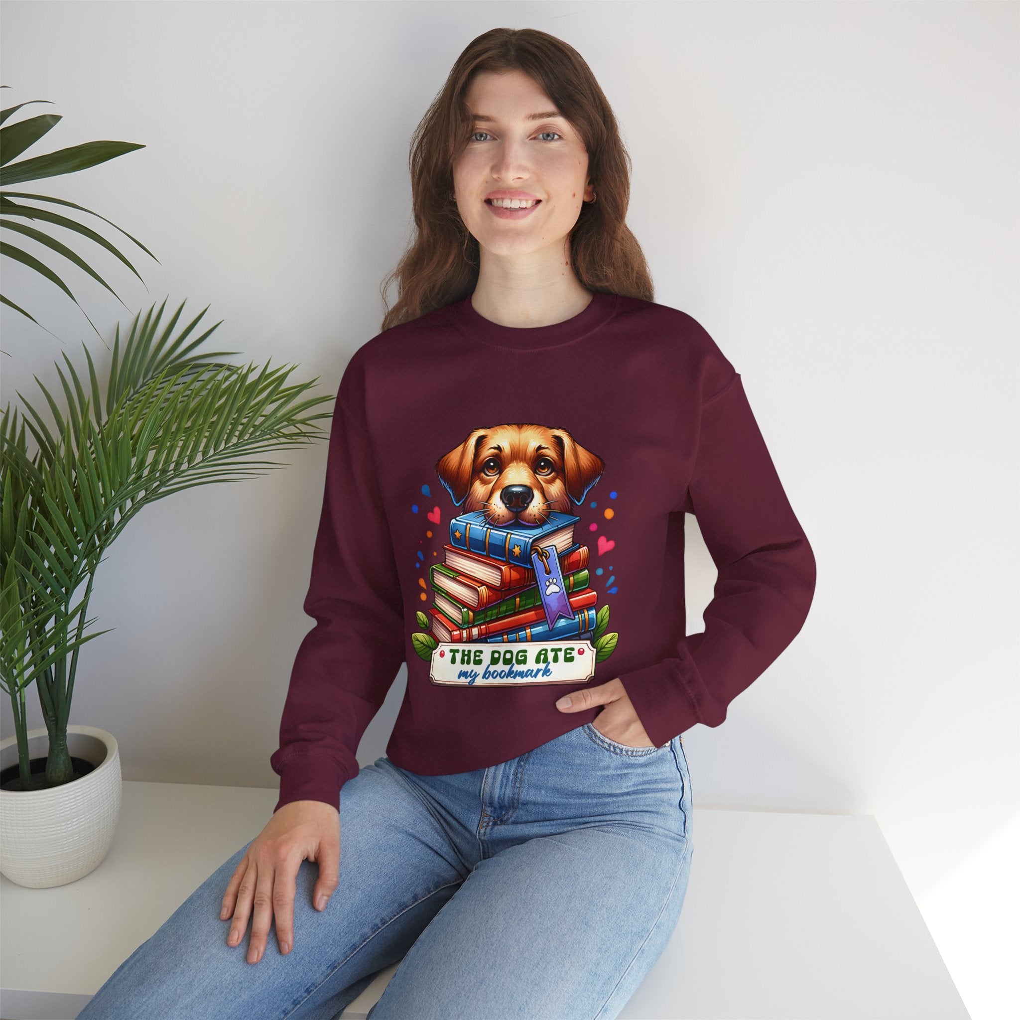 Dog Ate My Homework Sweatshirt — Cute Puppy & Books Back-to-School Crewneck