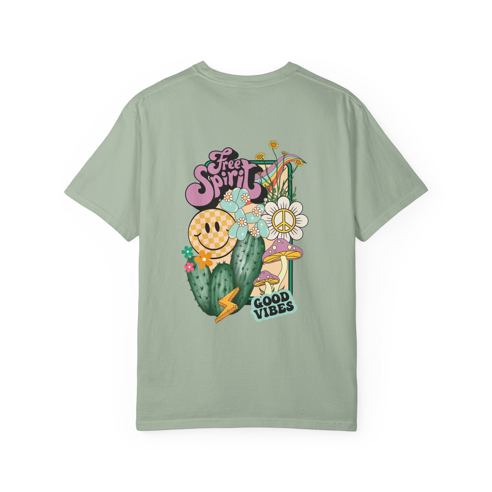 Good Vibes Retro Graphic T-Shirt — Free Spirit Smiley Desert Design