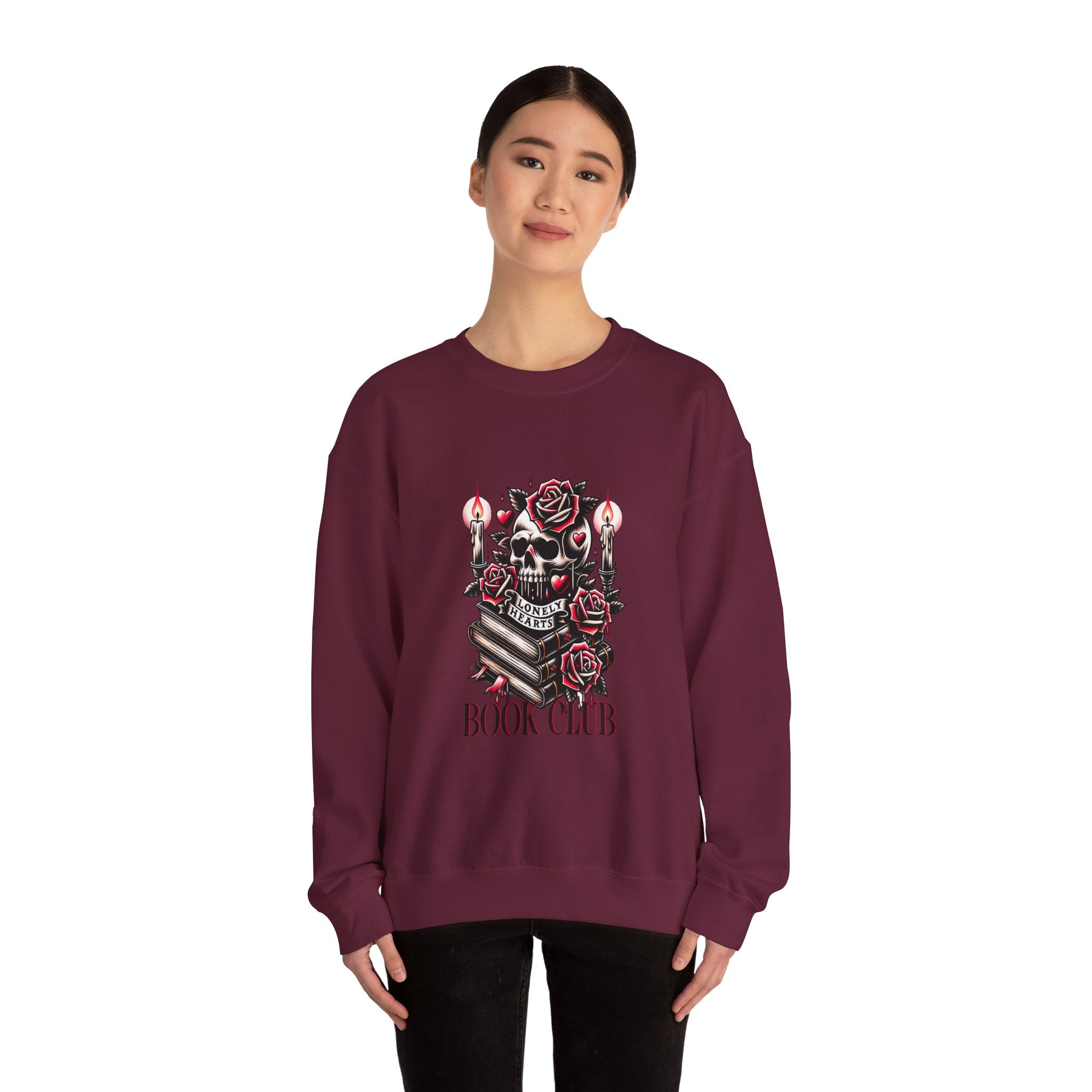 Book Club Sweatshirt — Gothic Skull, Roses & Candles Reading Crewneck