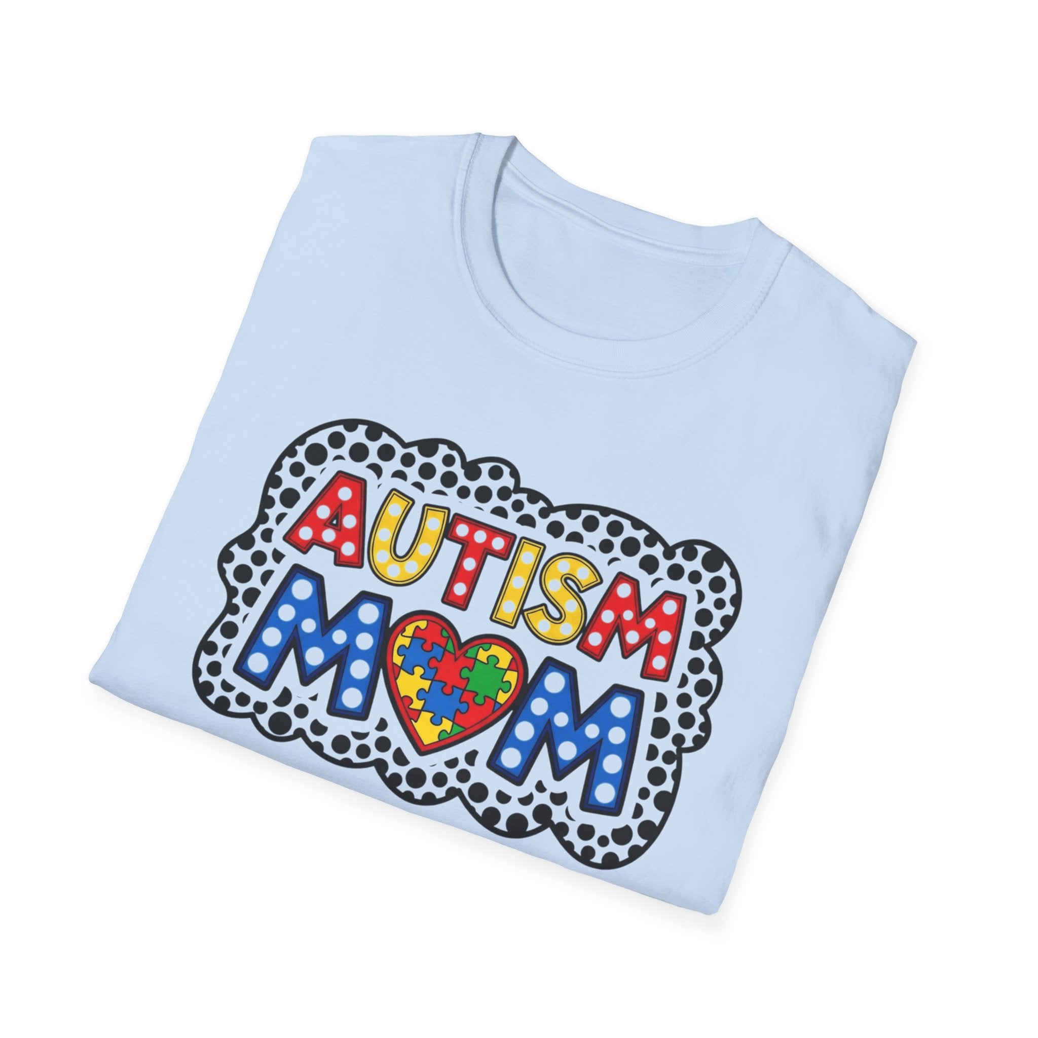 Autism Mom T-Shirt — Colorful Puzzle Heart Support Tee