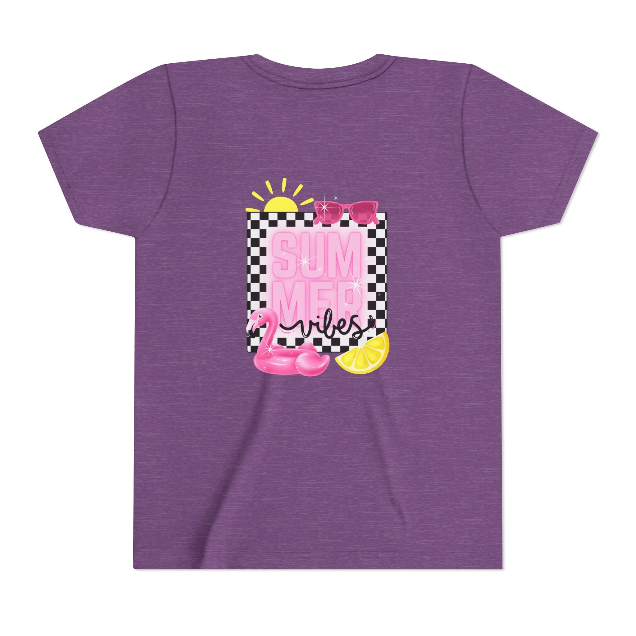 Youth Tee — "SUMMER Vibes" Pink Floaty Checkerboard Kids T-Shirt