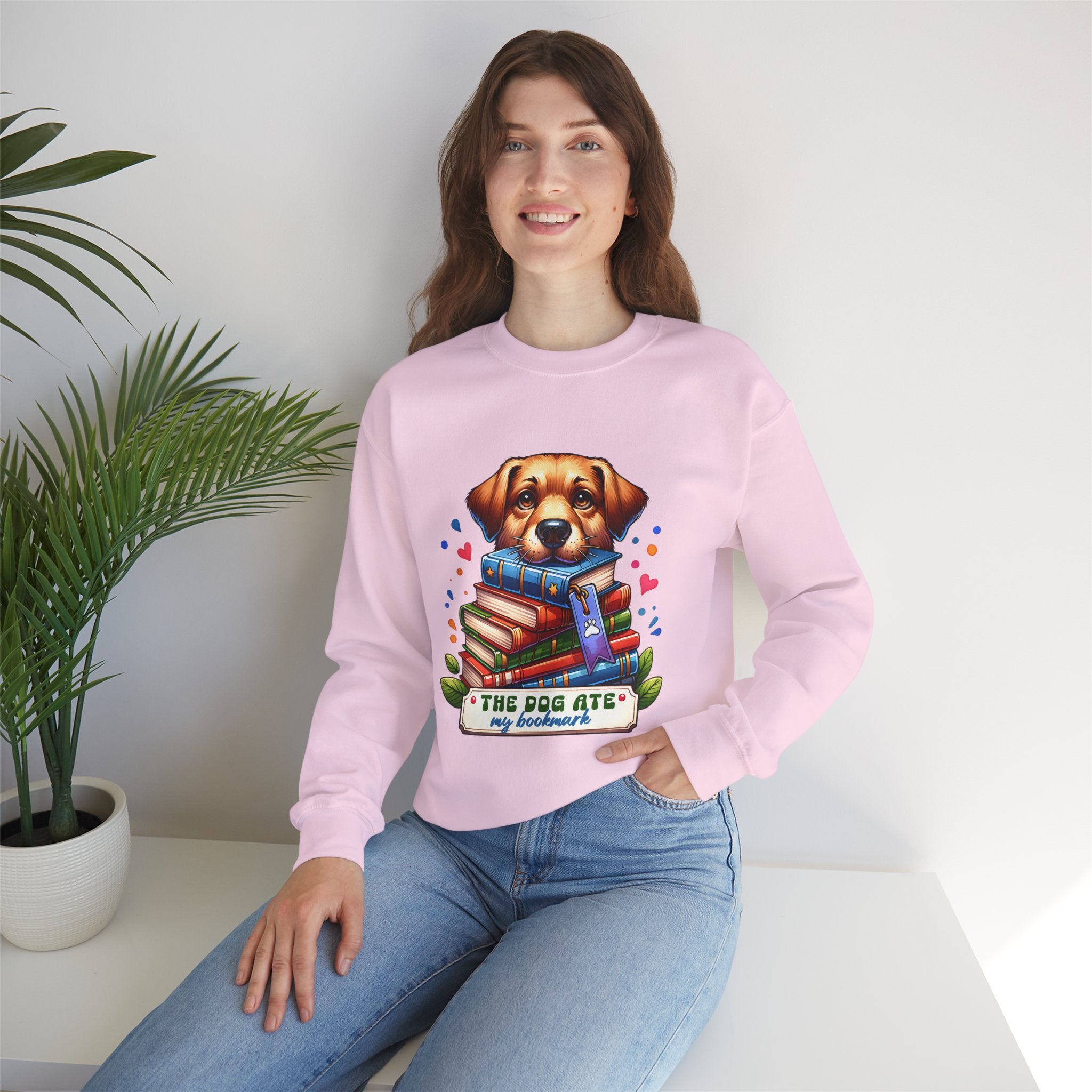 Dog Ate My Homework Sweatshirt — Cute Puppy & Books Back-to-School Crewneck