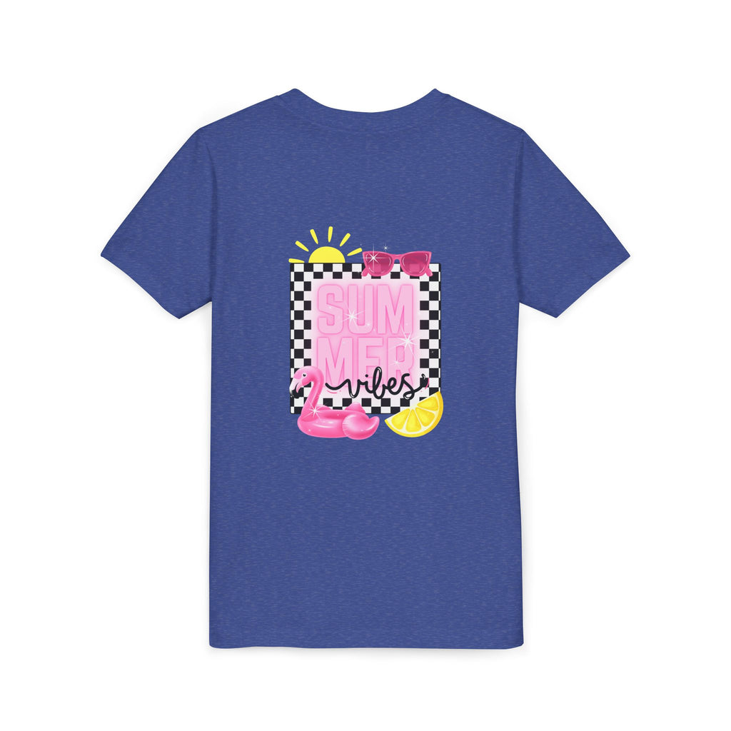 Youth Tee — "SUMMER Vibes" Pink Floaty Checkerboard Kids T-Shirt