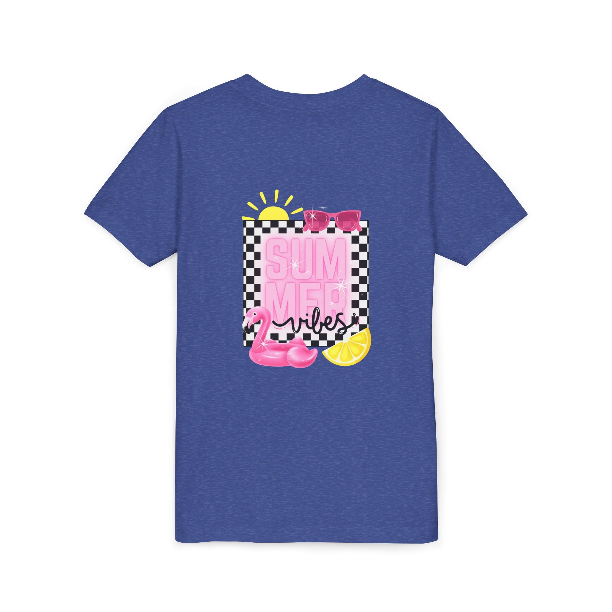 Youth Tee — "SUMMER Vibes" Pink Floaty Checkerboard Kids T-Shirt