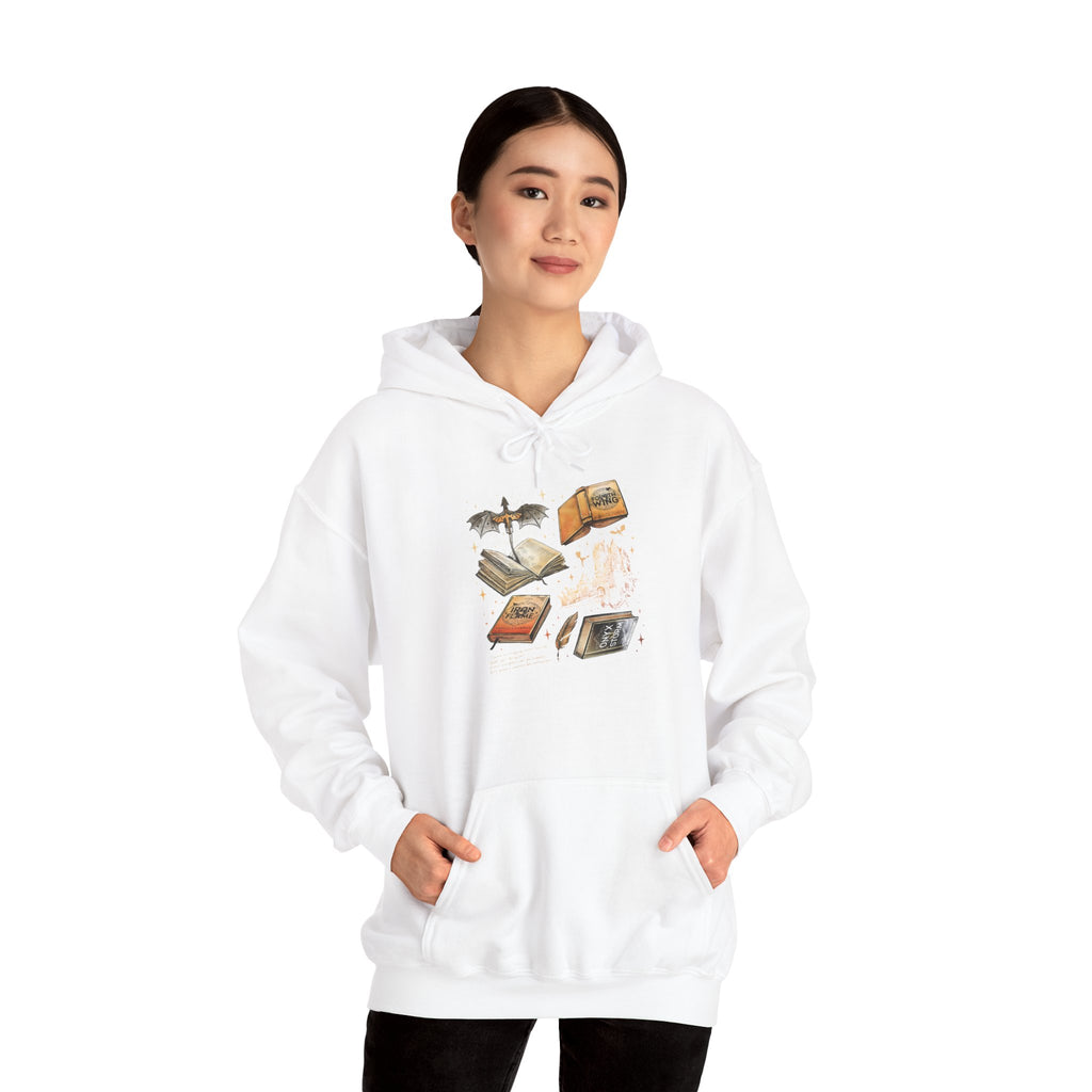 Bookish Bat Hoodie — Vintage Flying Books Graphic Pullover