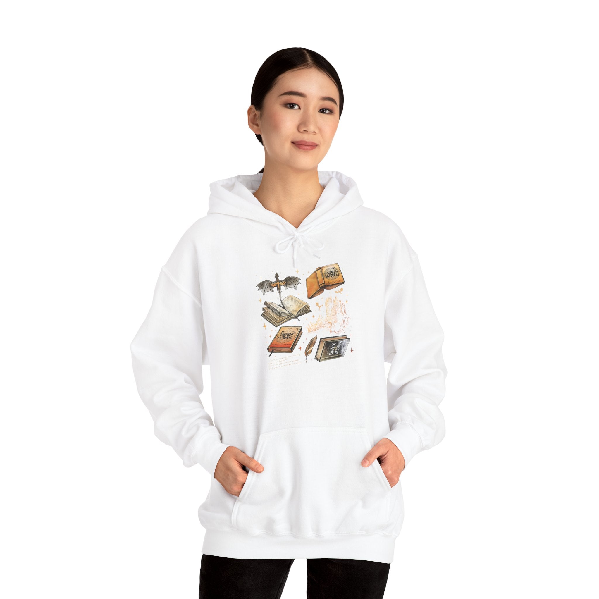 Bookish Bat Hoodie — Vintage Flying Books Graphic Pullover