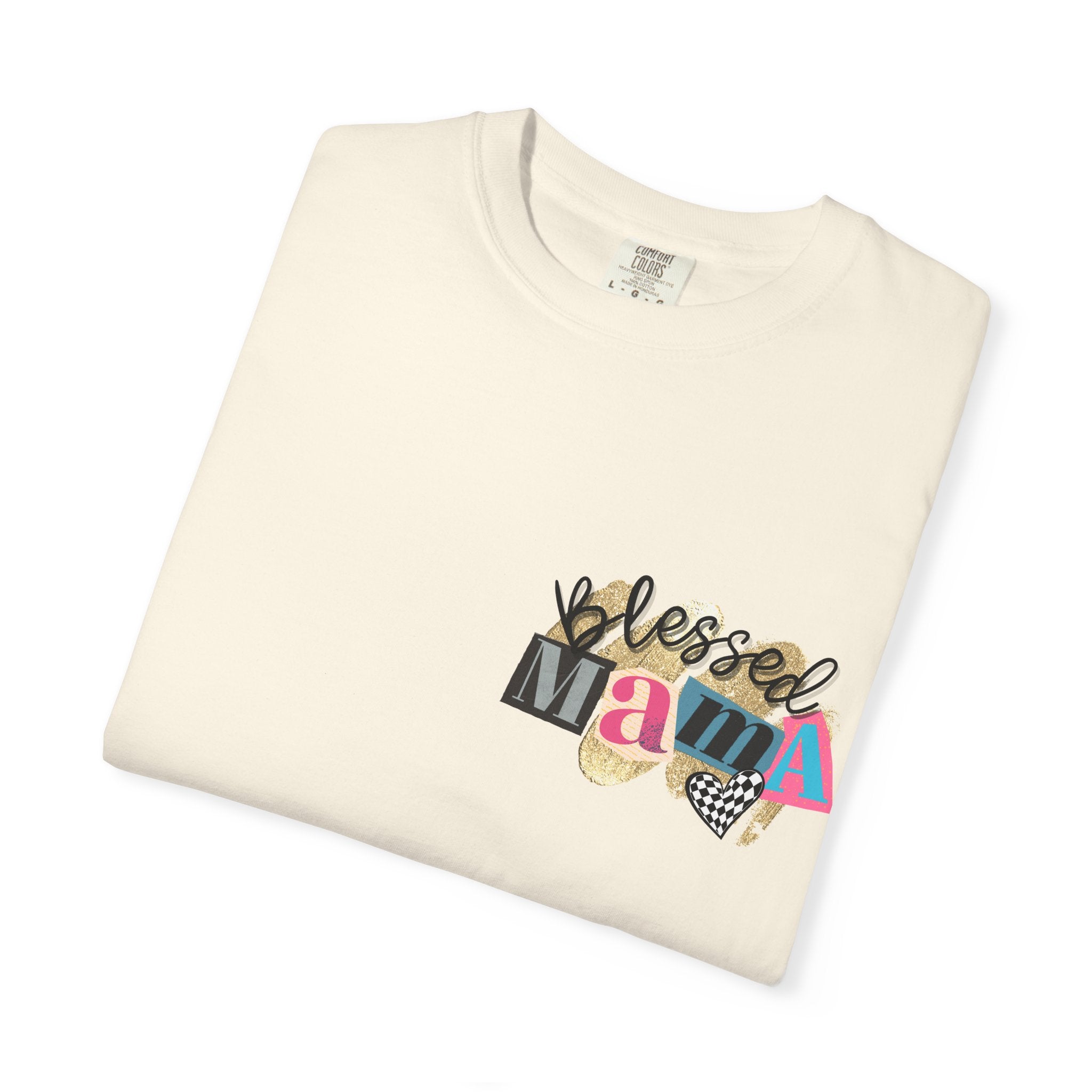 Mama Graphic T-Shirt — "Blessed Mama" Colorful Pop Art Floral Heart Tee