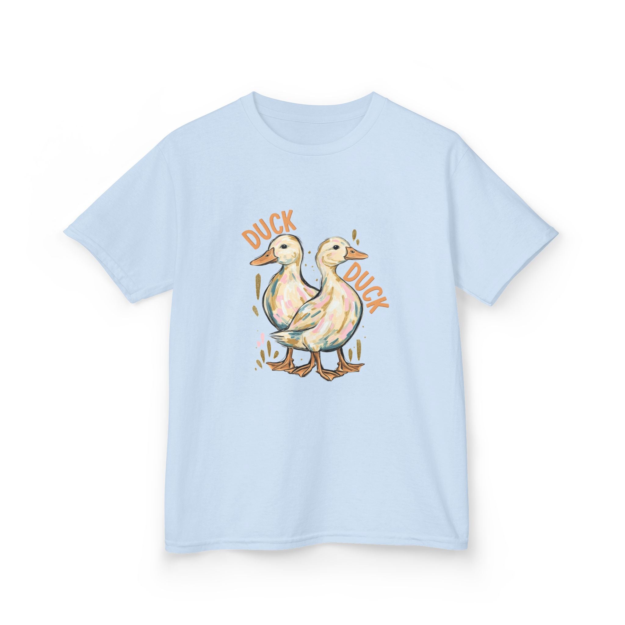 Kids Tee — Cute Duck & Goose Illustration ("Duck Duck" Front, "Goose" Back)
