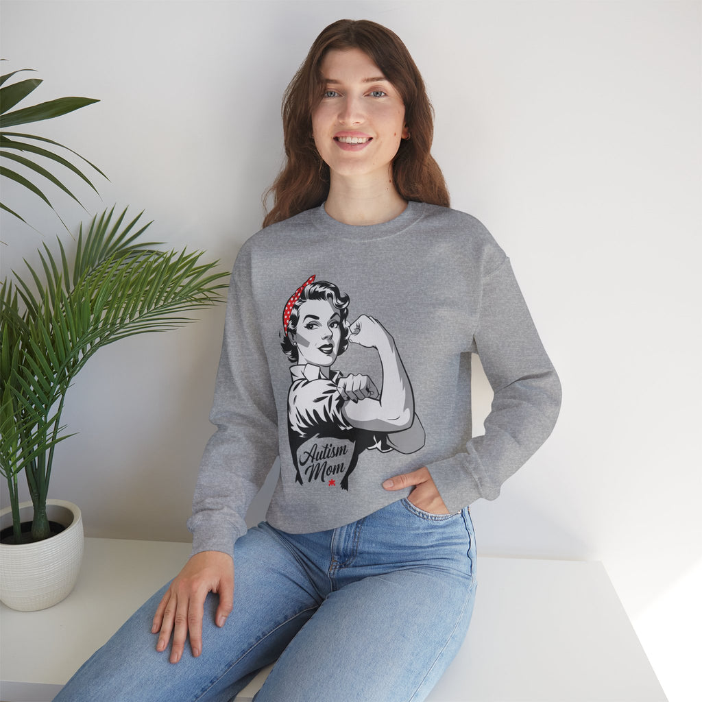 Autism Mom Crewneck Sweatshirt – Retro Rosie 'Autism Mom' Pride Pullover