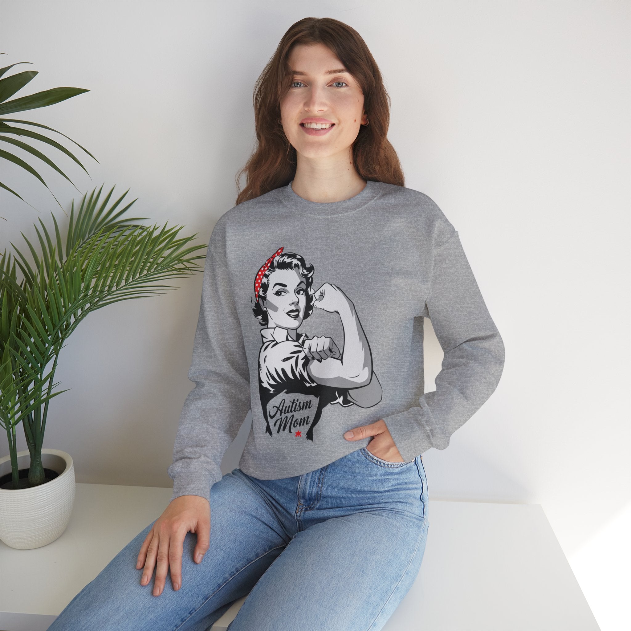 Autism Mom Crewneck Sweatshirt – Retro Rosie 'Autism Mom' Pride Pullover