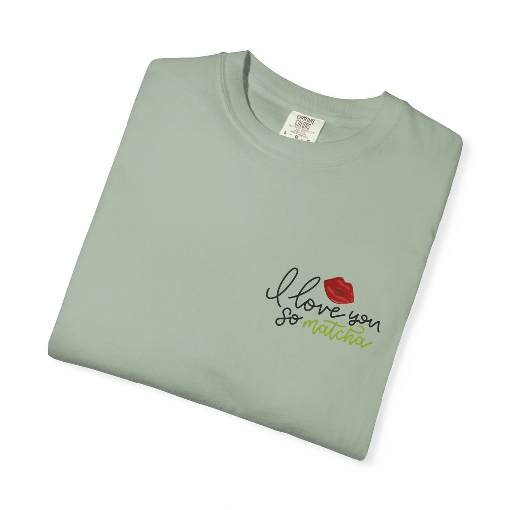 T-Shirt — "I Love You For Matcha" Graphic Tee with Leopard Heart & Matcha Cup