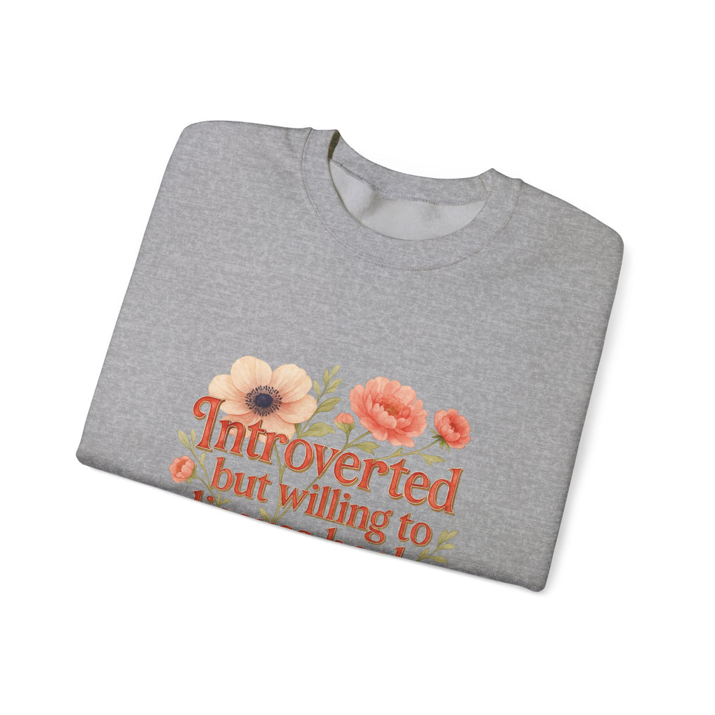 Booklover Sweatshirt — "Introverted but willing to discuss books" Floral Crewneck