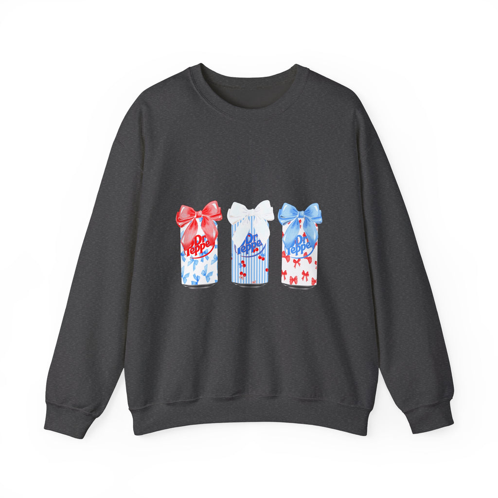 Patriotic Gift Candles Crewneck Sweatshirt – Red White Blue Ribbon Candle Trio