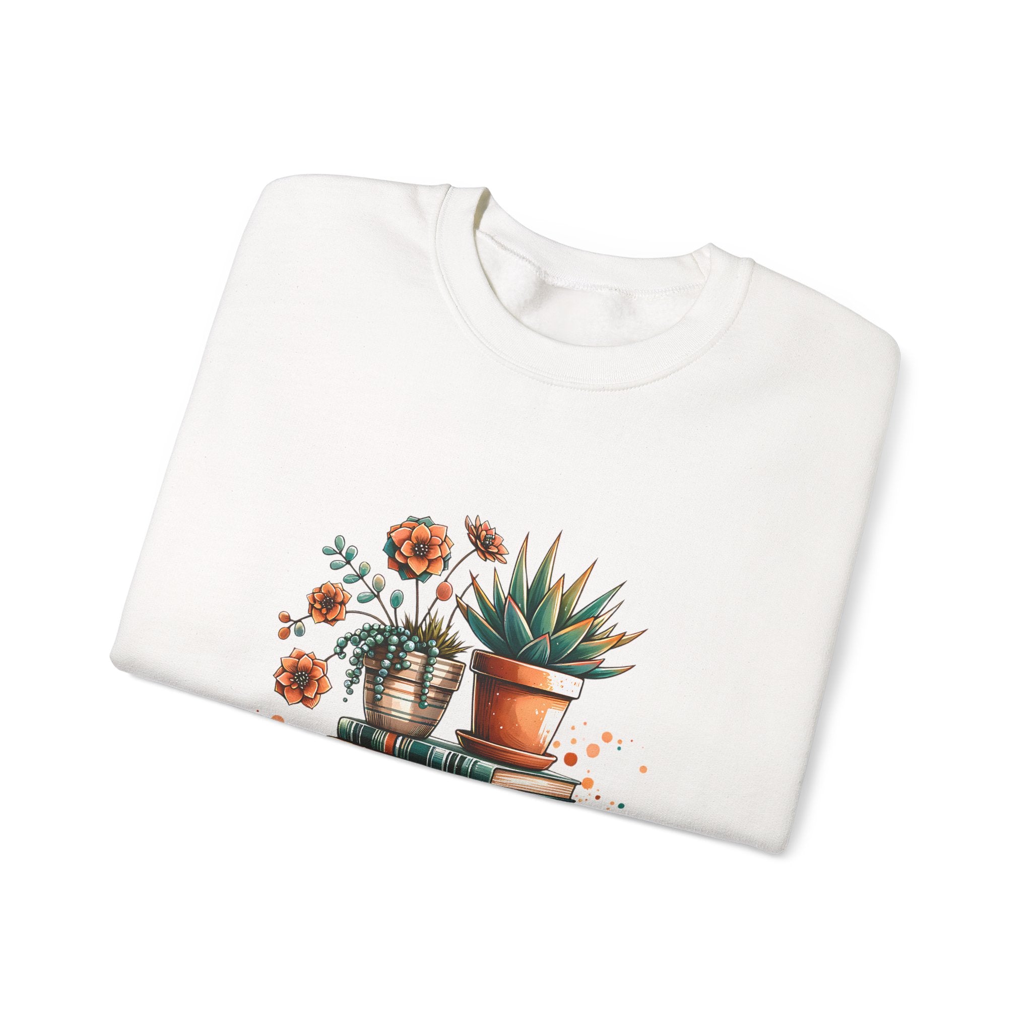 Booklover Sweatshirt — “Just a Girl Who Loves Books” Floral Plants & Stacks Crewneck